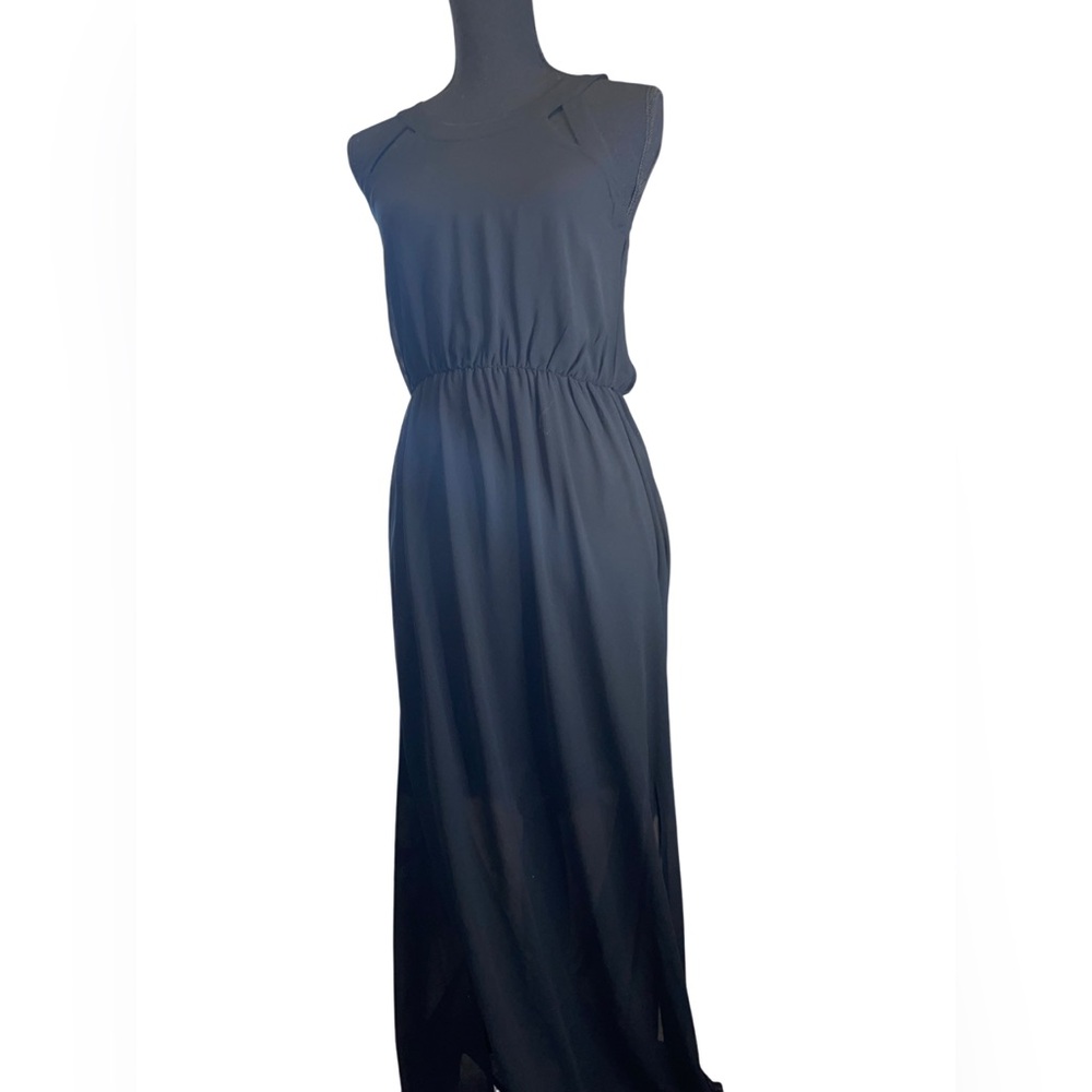 XHILARATION women’s black short dress with long chiffon overlay